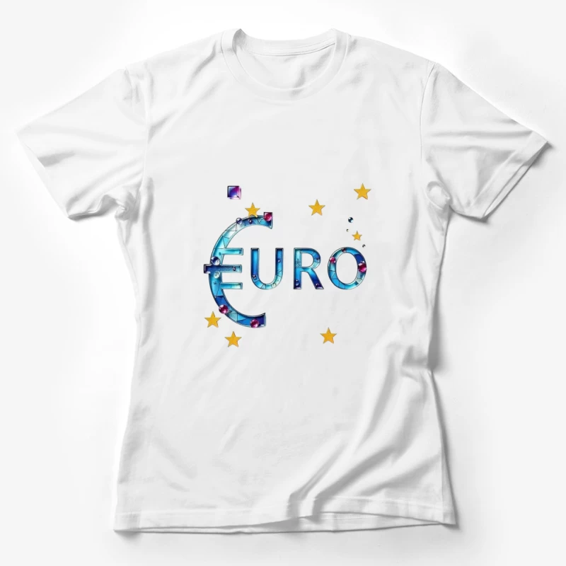 Decorative Crystal Euro Symbol with European Stars Female T-Shirt