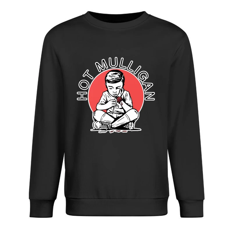 Hot Mulligan Band Logo with Retro Illustration Male Pullover Sweatshirt