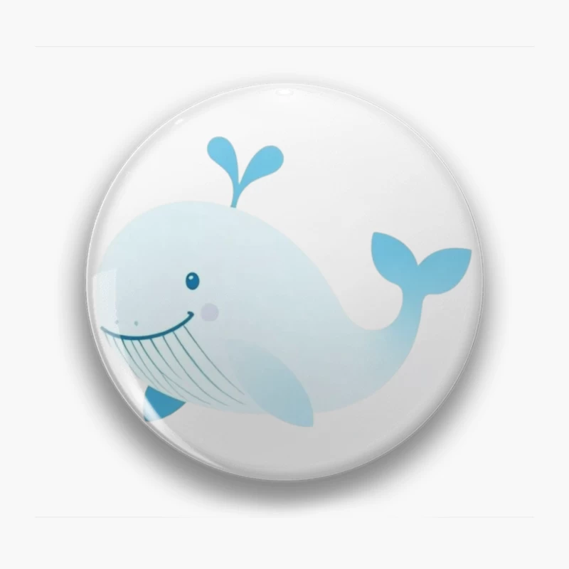 Cute Blue Cartoon Whale Illustration Pin