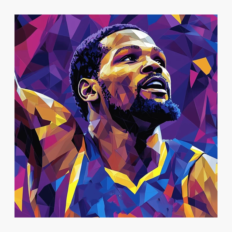 Vibrant Geometric Portrait of Athletic Basketball Player Pin