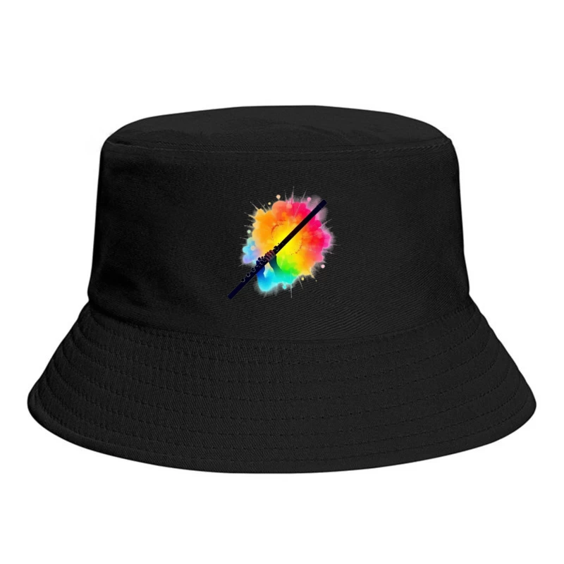 Rainbow Flute with Colorful Watercolor Splash Effect Bucket Hat