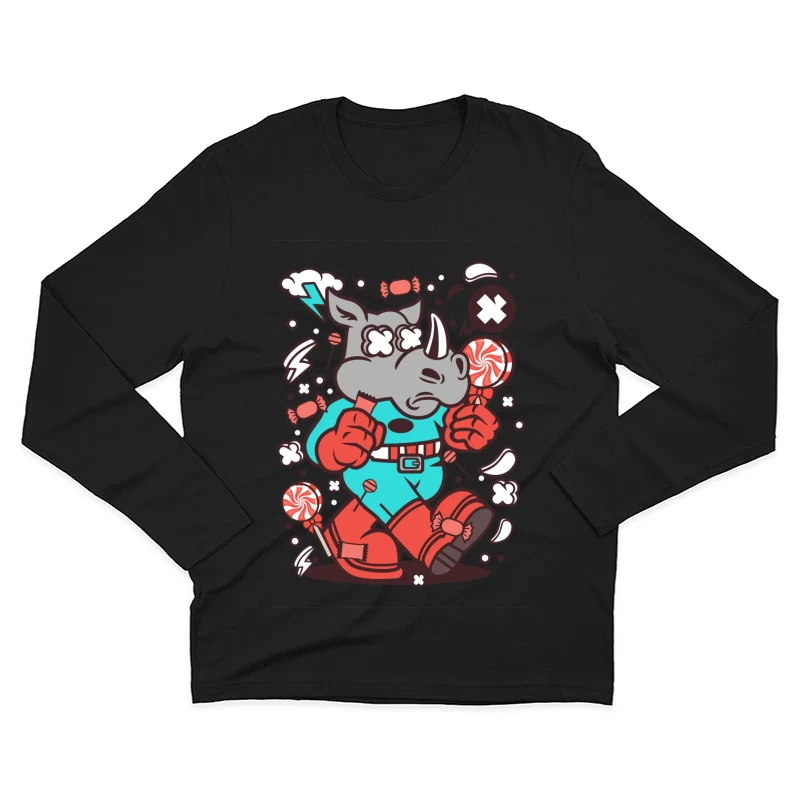 Rhino super-héros, sucettes et bonbons Homme Manches Longues T-Shirt