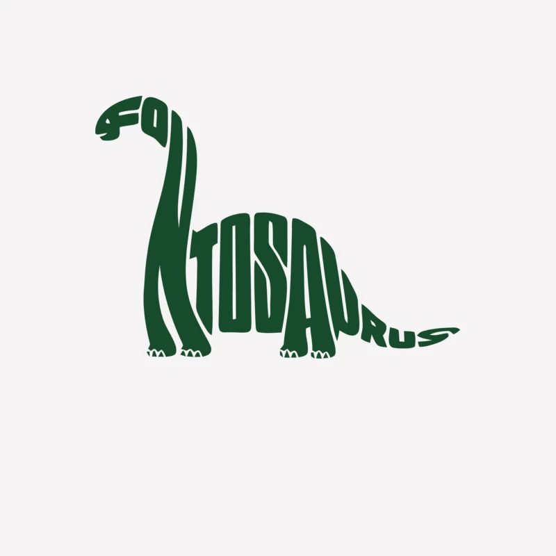 Green Brontosaurus Typography: Fossil-Inspired Logo Design Female T-Shirt