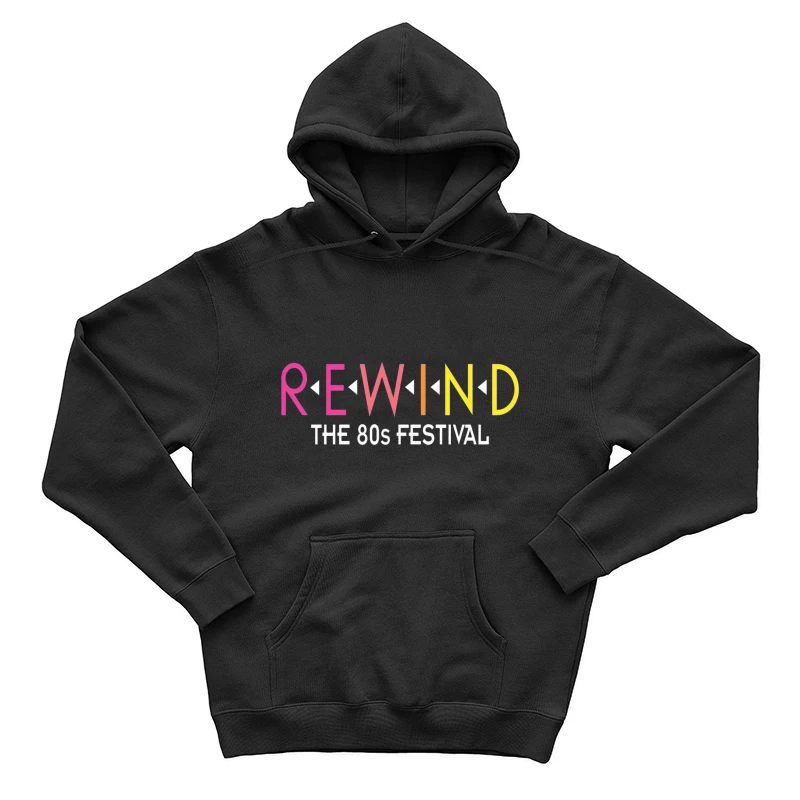 Rewind: The 80s Festival Colorful Typography Design Male Pullover Hoodie