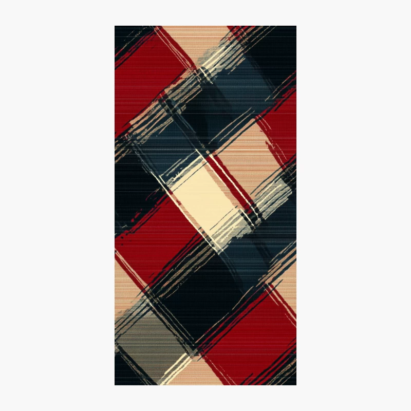 Geometric Plaid Textile Pattern in Red, Blue, and Beige iPhone Case