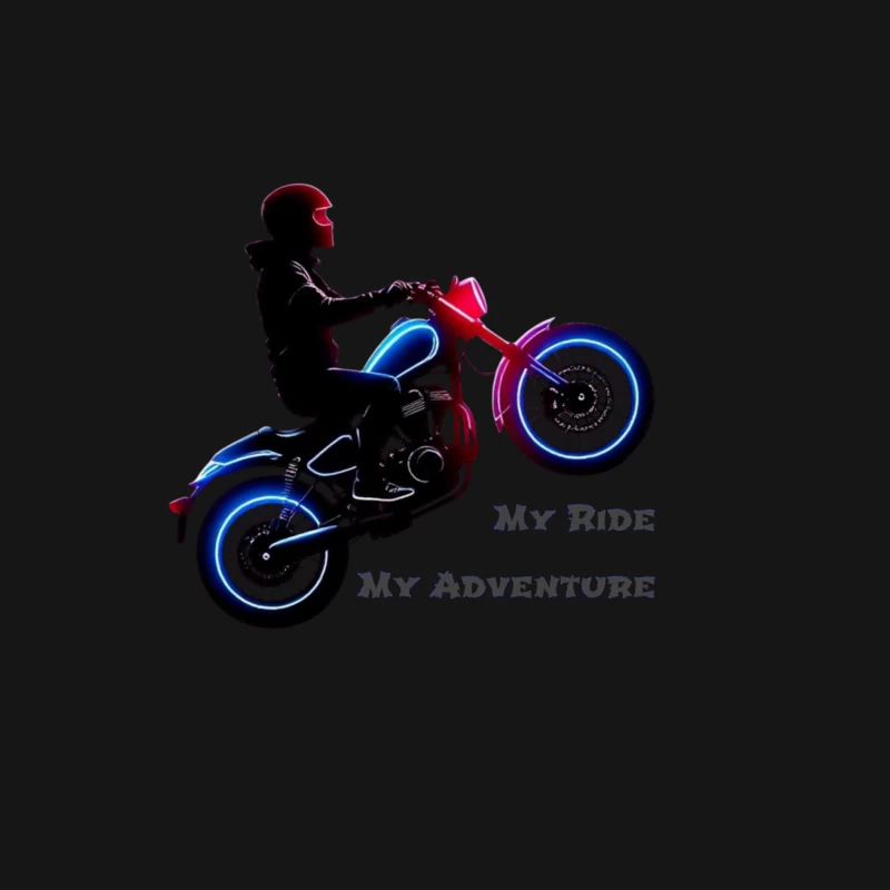 Neon-Lit Motorcycle Rider Silhouette with Adventure Quote Male Long Sleeve T-Shirt