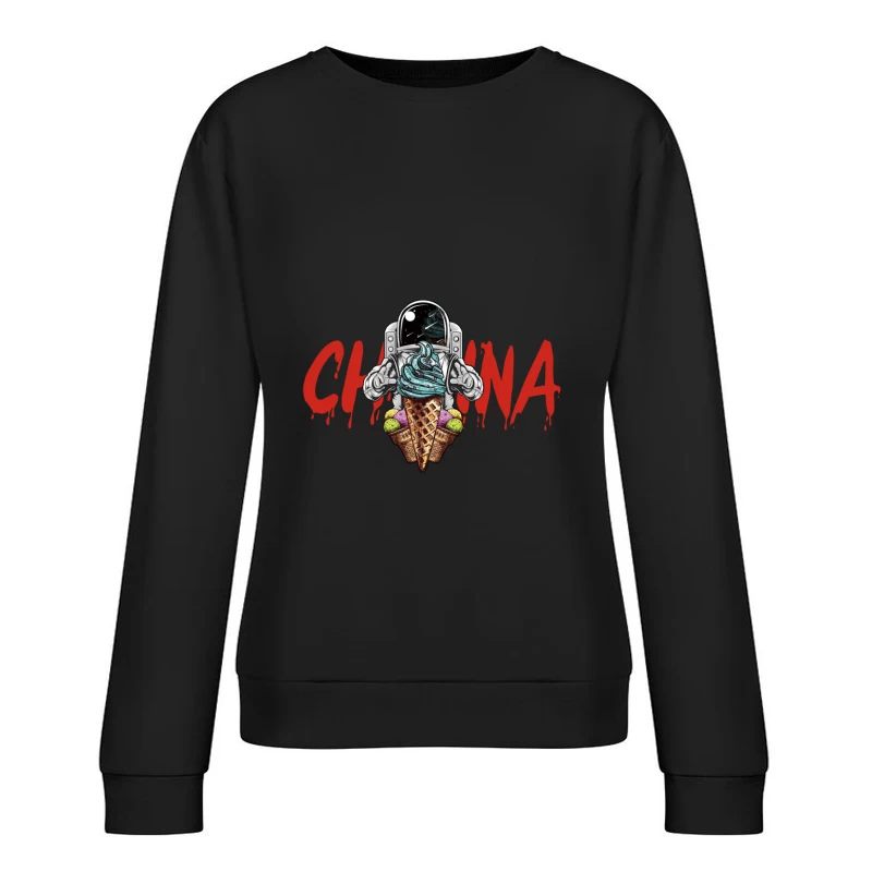 Astronaut mit Eiscreme Damen Pullover Sweatshirt