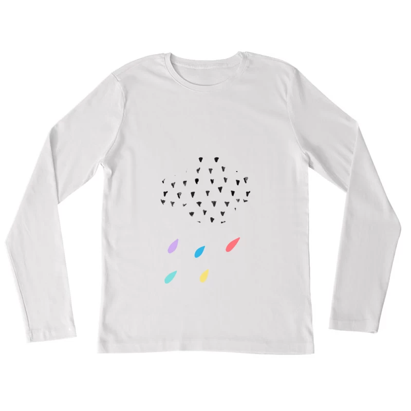 Pluie de couleurs sous un nuage pointillé Femme Manches Longues T-Shirt