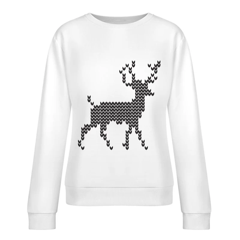 Cerf géométrique noir Femme Sweat-shirt à enfiler