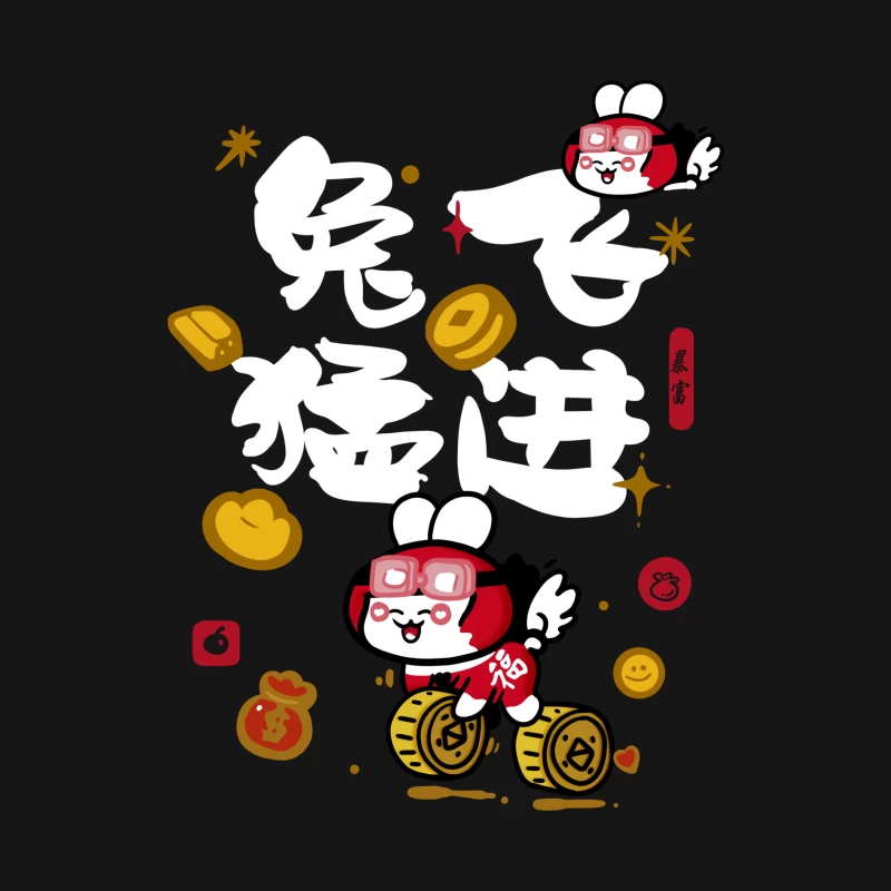 Niedlicher Hase mit Brille und chinesischen Schriftzeichen Herren Langarm T-Shirt