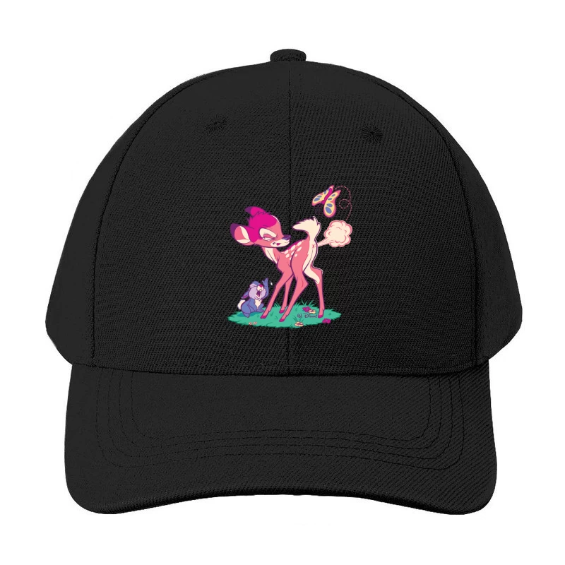 Cute Cartoon Deer with Butterfly Baseball Cap