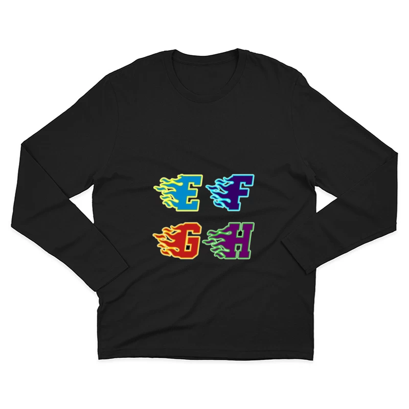 Brennende Buchstaben E, F, G, H Herren Langarm T-Shirt