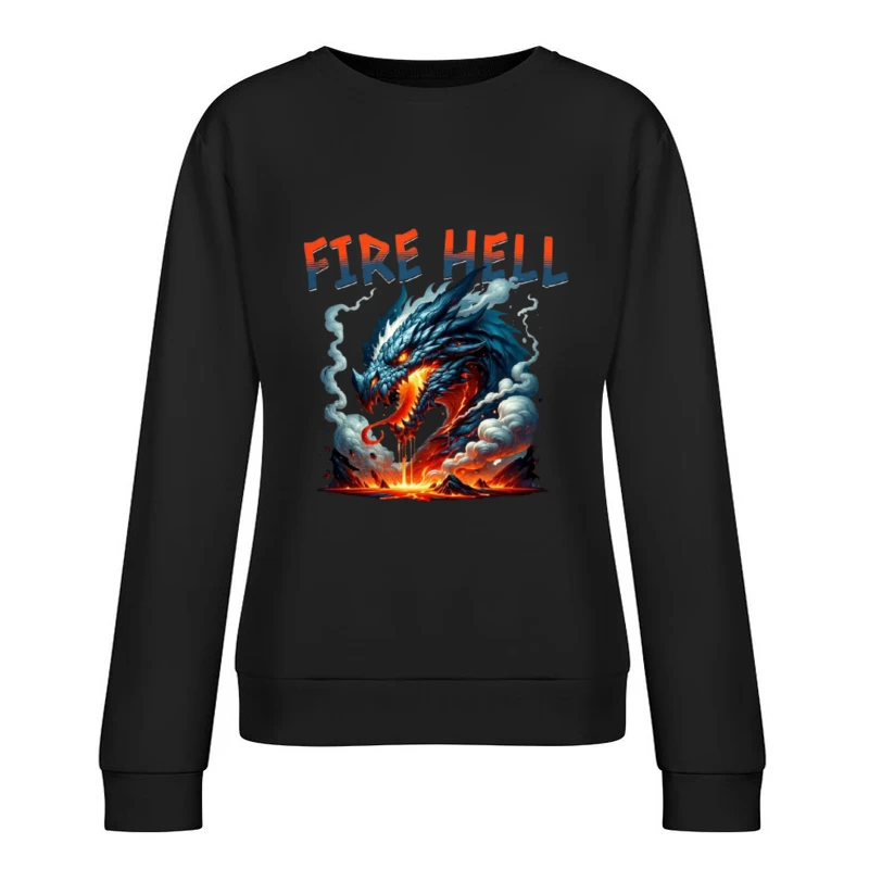 Fire Hell Dragon with Glowing Flames Female Pullover Sweatshirt