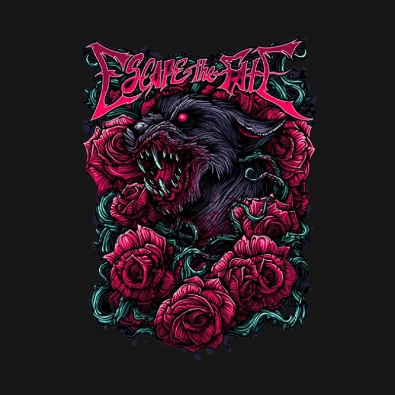 Wolf und Rosen Design Damen Langarm T-Shirt