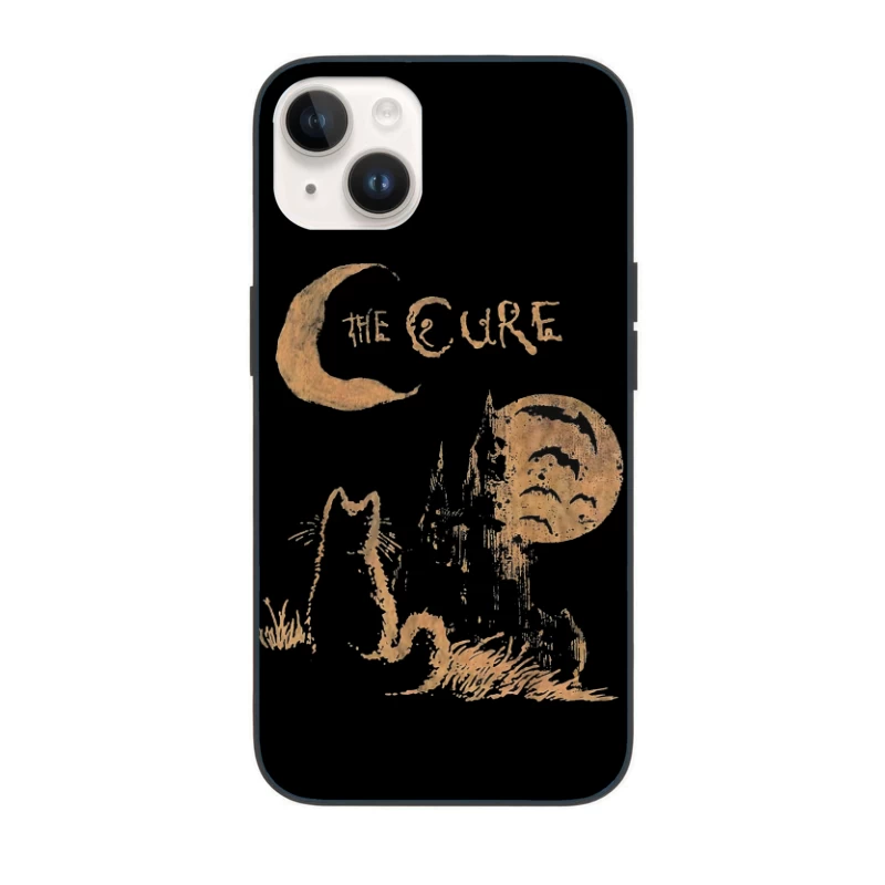 The Cure Gothic Band Logo with Moonlit Ghost iPhone Case