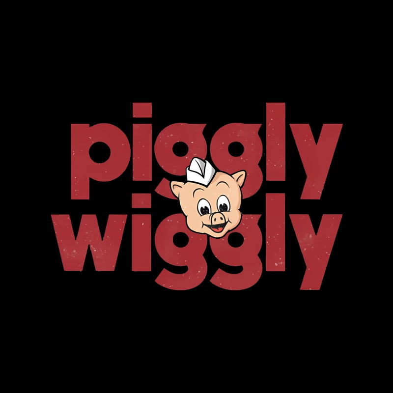 Vintage Piggly Wiggly Supermarket Logo with Cartoon Pig Throw Pillow