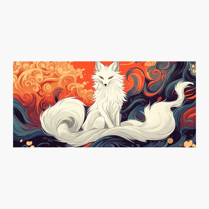 Mystical White Fox in Swirling Fantasy Dreamscape Coffee Mug