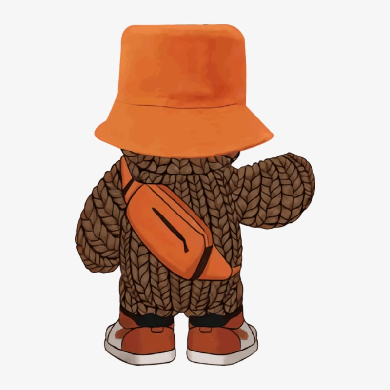 Stofftier mit Strickpullover und orangem Hut Herren Langarm T-Shirt