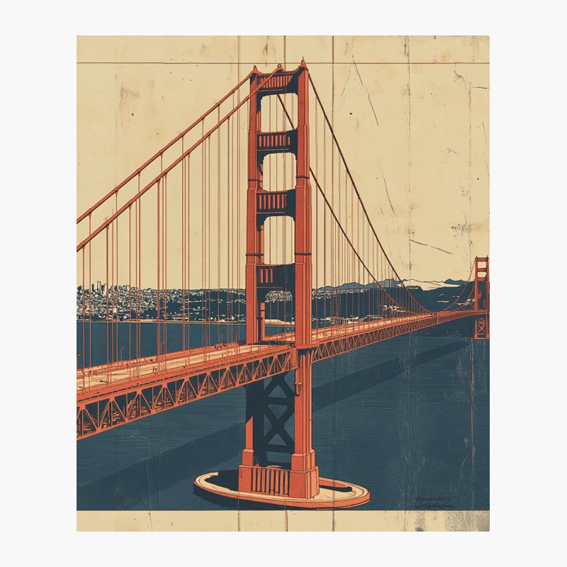 Vintage-Style Golden Gate Bridge: San Francisco's Iconic Architectural Landmark Cotton Tote Bag