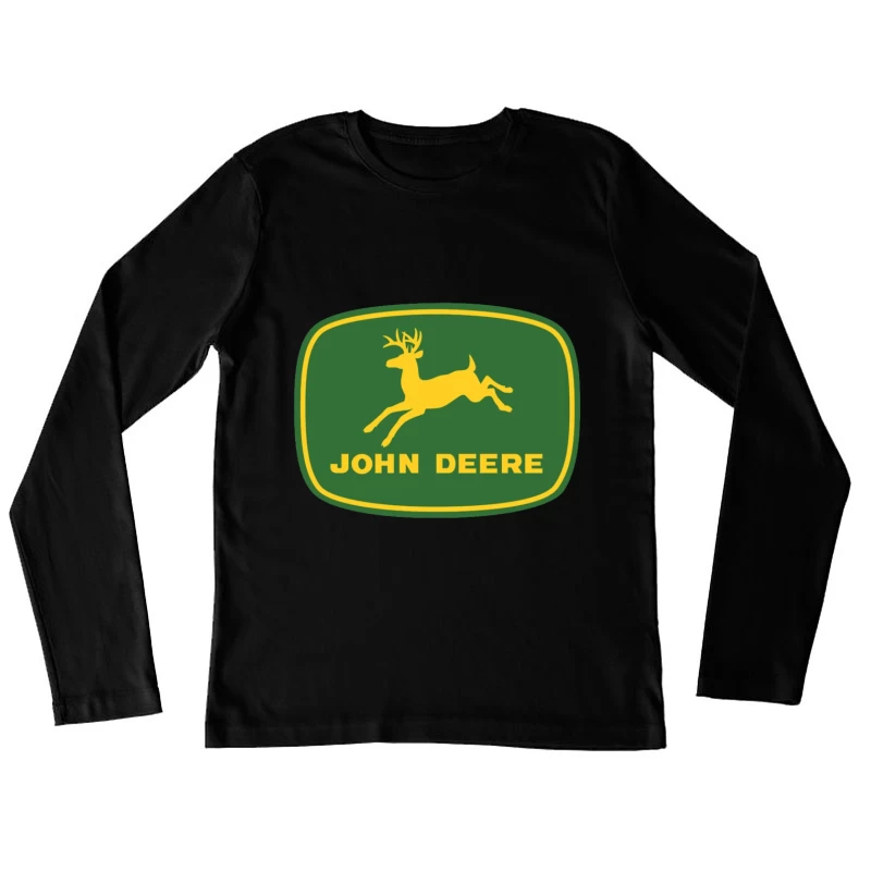 John Deere Classic Green and Yellow Logo with Leaping Deer Female Long Sleeve T-Shirt