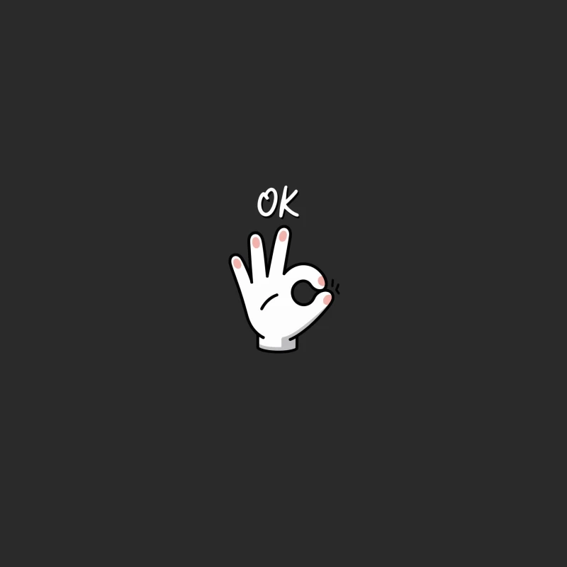 Cartoon OK Hand Gesture Illustration: Universal Symbol of Agreement Baseball Cap