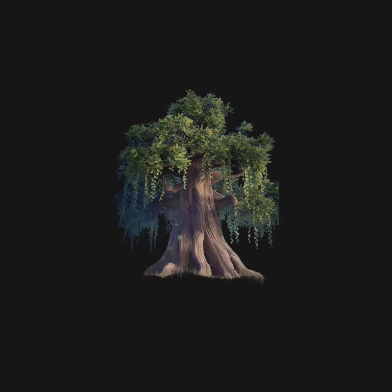 Majestic Ancient Fantasy Tree Illustration Mouse Pad