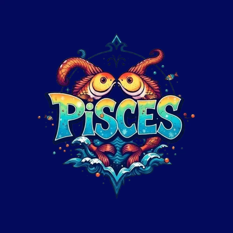 Pisces Zodiac Sign Illustration Throw Pillow