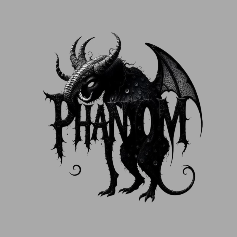 Gothic Phantom Beast with Horns and Wings Dark Art Illustration Male Pullover Hoodie