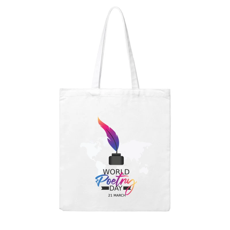 Vibrant World Poetry Day Illustration Cotton Tote Bag