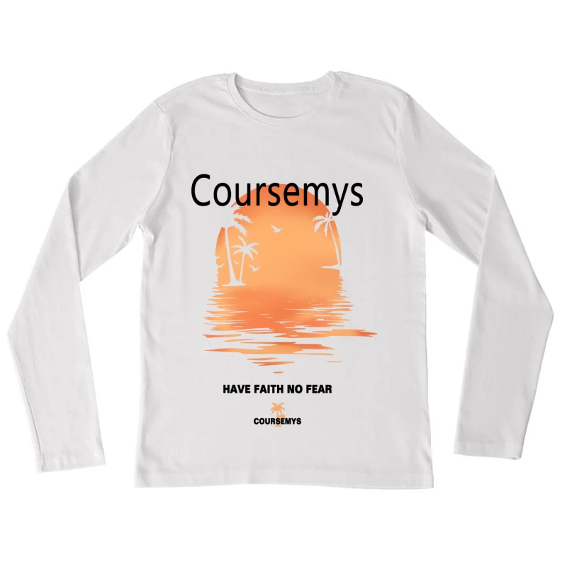 Tropischer Sonnenuntergang am Strand Damen Langarm T-Shirt