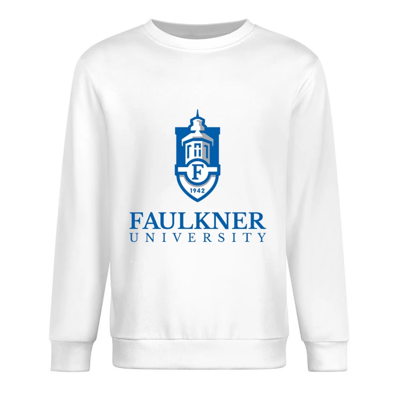 Faulkner University Logo - Educational Shield with Church Spire Design from 1942 Male Pullover Sweatshirt