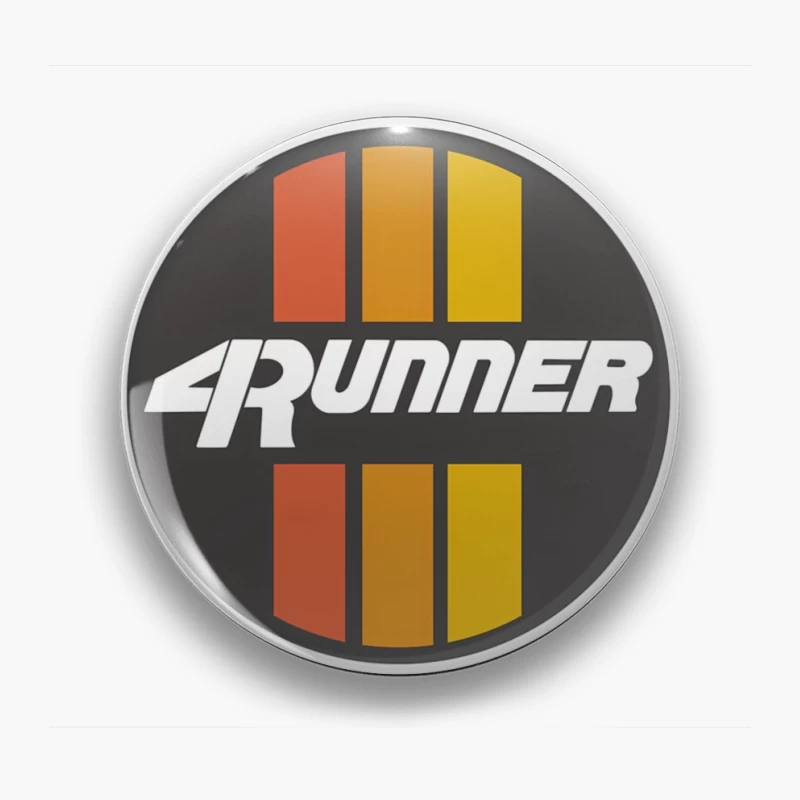 Retro-Style 4Runner Logo with Orange-Yellow Racing Stripes Pin