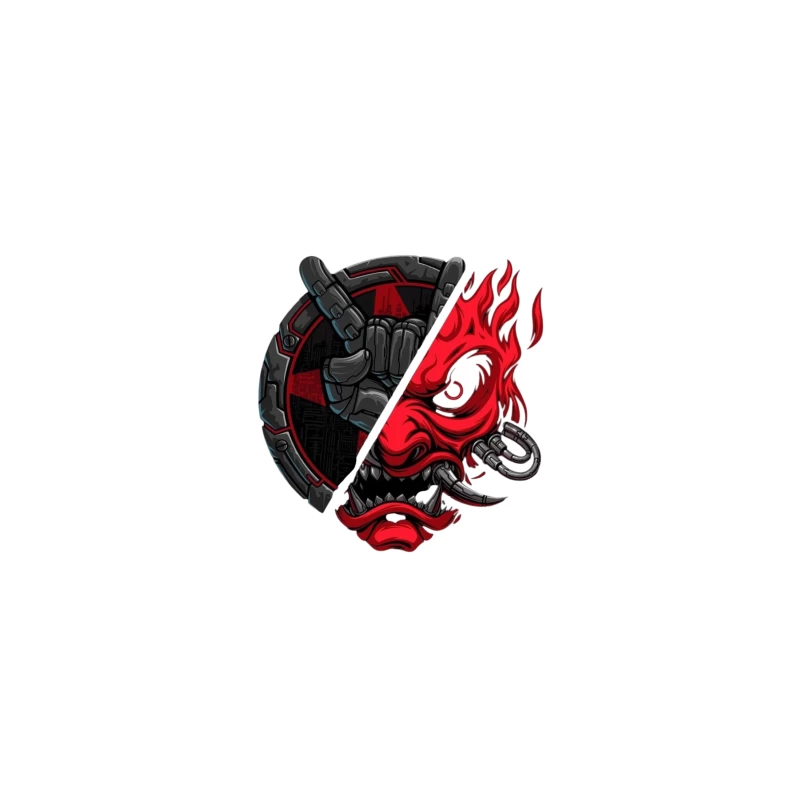 Metal Skull Artwork with Flames Coffee Mug