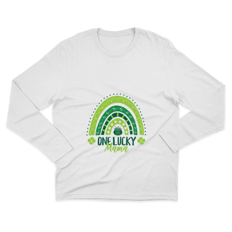 Maman chanceuse avec arc-en-ciel vert Homme Manches Longues T-Shirt
