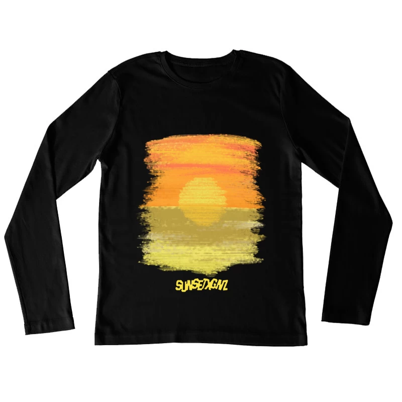 Sonnenuntergang am Strand Kunst Damen Langarm T-Shirt