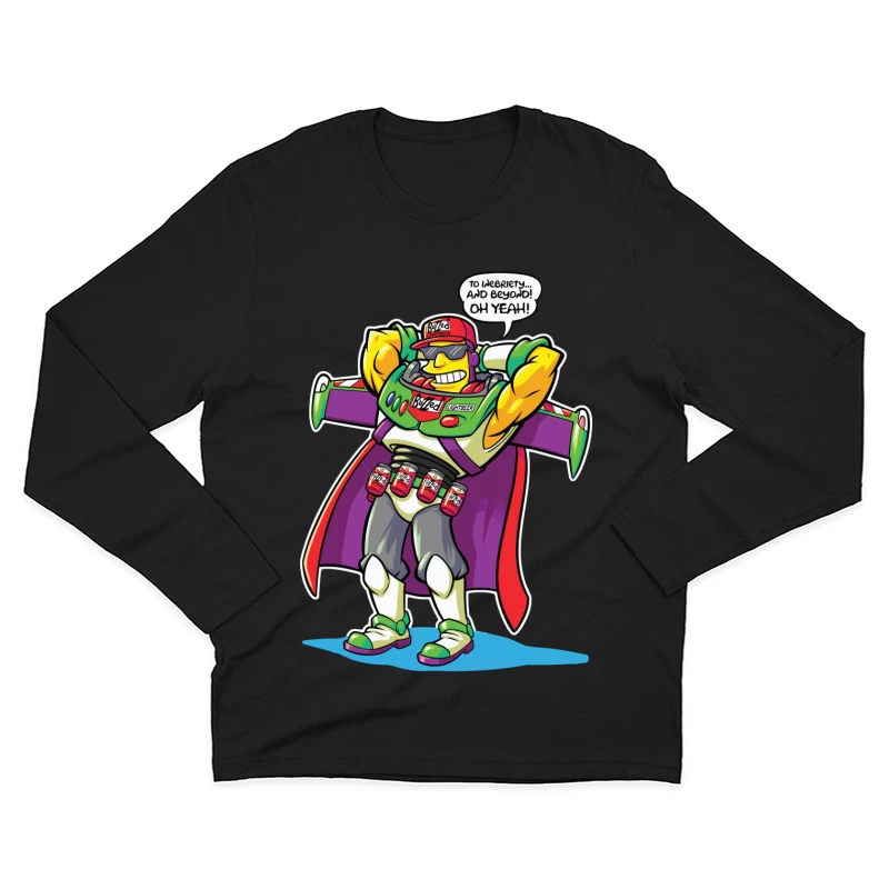 Parody Superhero Character with Drinking Theme Male Long Sleeve T-Shirt