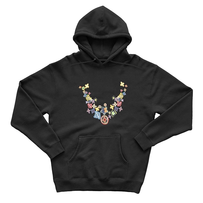 Bunte grafische Halskette Herren Pullover Hoodie
