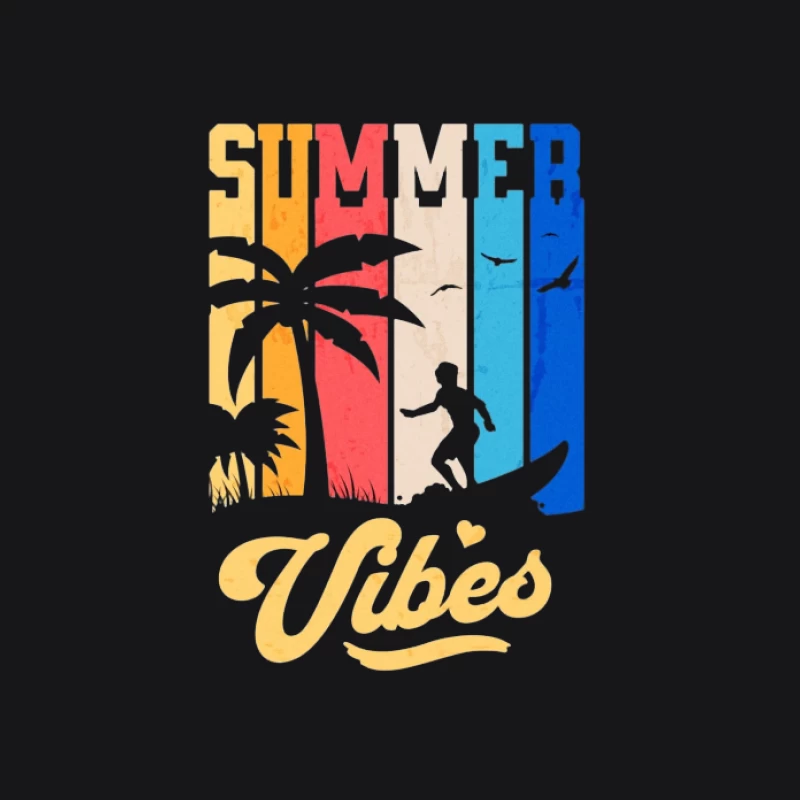 Sommer Vibes mit Palmen und Surfer Herren Pullover Hoodie