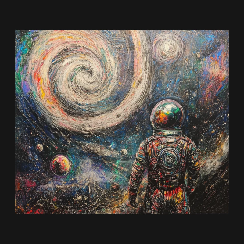 Cosmic Explorer: Astronaut's Surreal Journey Through a Colorful Galaxy Mouse Pad