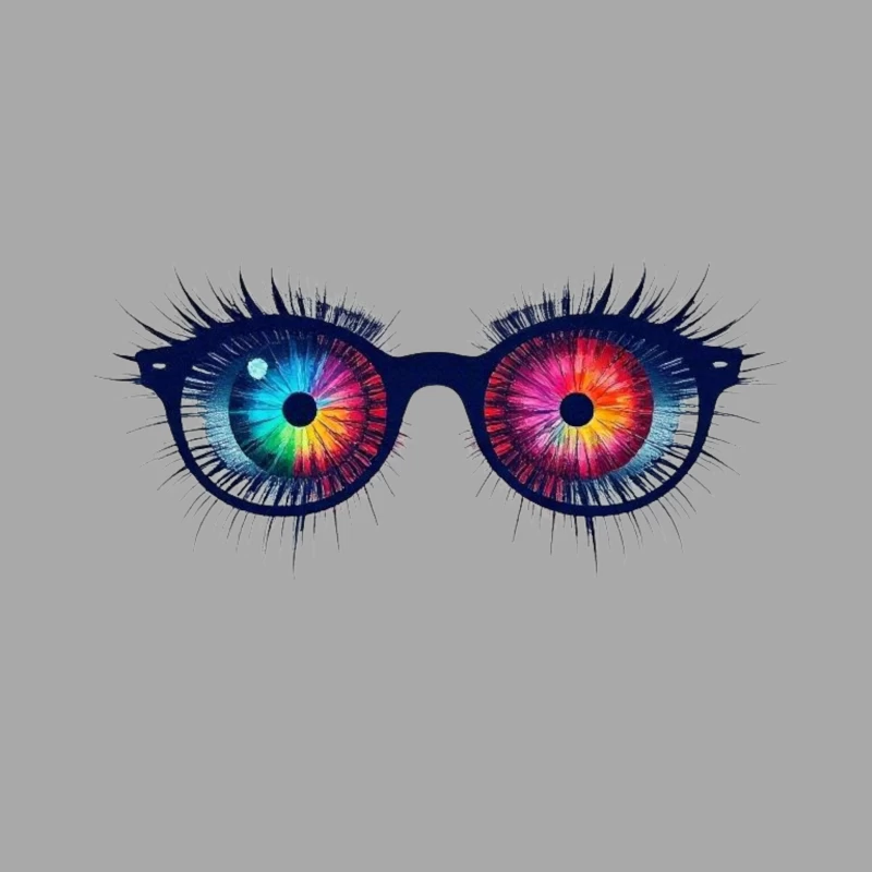 Psychedelic Rainbow Eyes Behind Glasses Male Pullover Hoodie