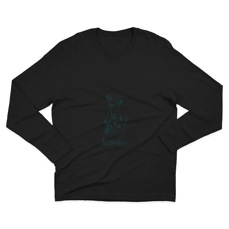 Chien avec motif de bonheur Homme Manches Longues T-Shirt