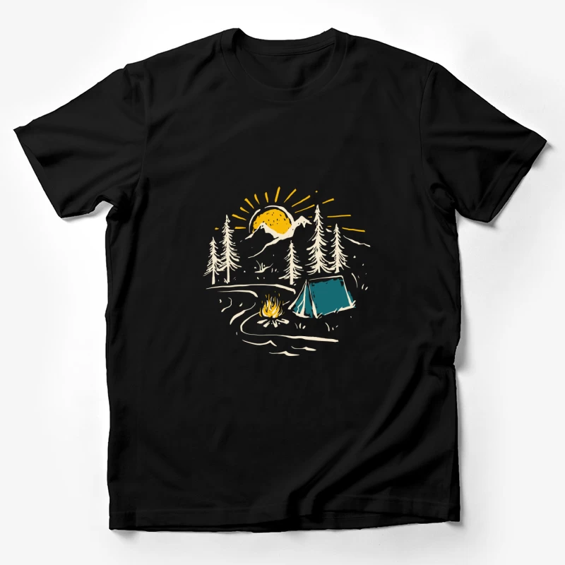 Zelten in der Natur unter der Sonne Herren T-Shirt