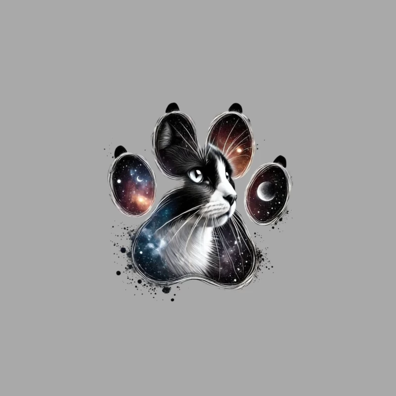 Cosmic Cat Paw Print Art Male Pullover Hoodie