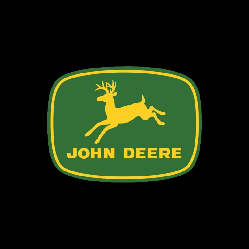 John Deere Classic Green and Yellow Logo with Leaping Deer Throw Pillow