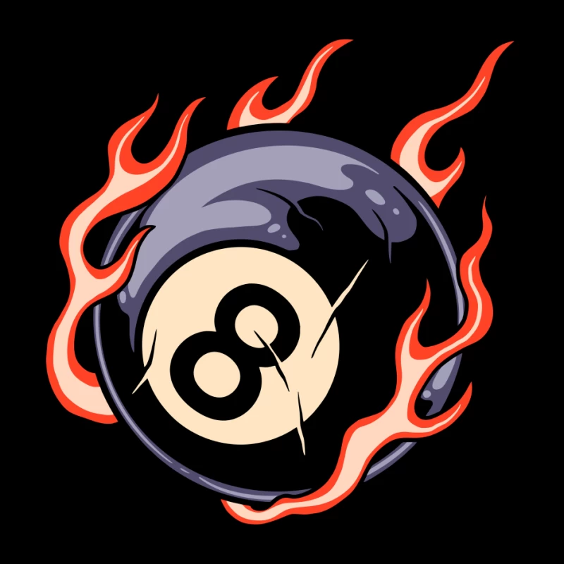 Flaming Eight Ball Illustration Pin