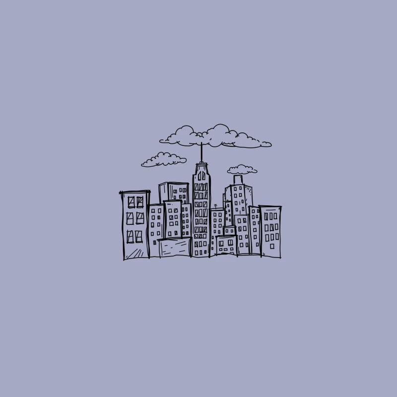 Artistic Doodle of a City Skyline Desk Mat