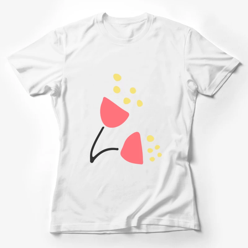 Fleurs stylisées avec points jaunes Femme T-Shirt
