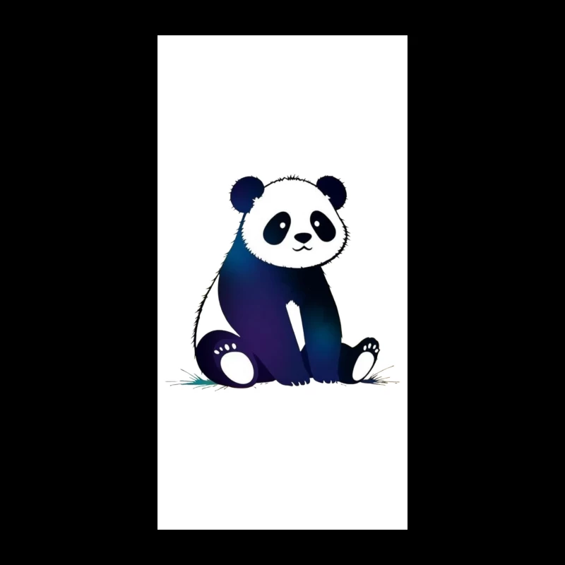 Cute Blue Gradient Cartoon Panda Illustration iPhone Case