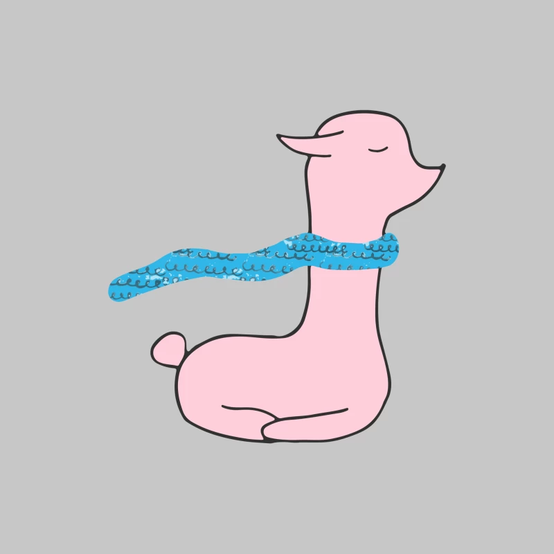 Lama mignon avec écharpe Femme Manches Longues T-Shirt