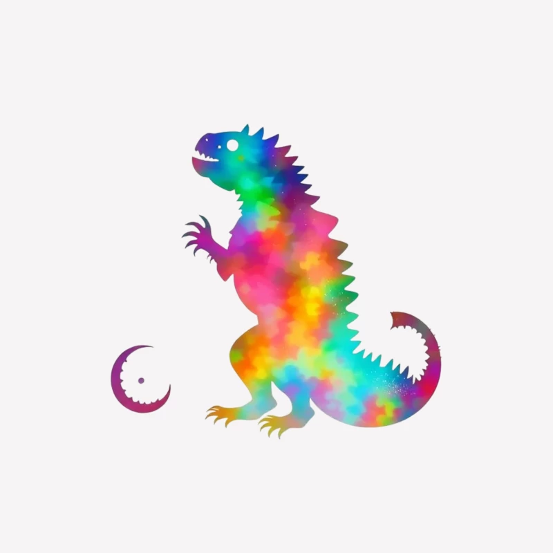 Rainbow Watercolor T-Rex Silhouette Female T-Shirt